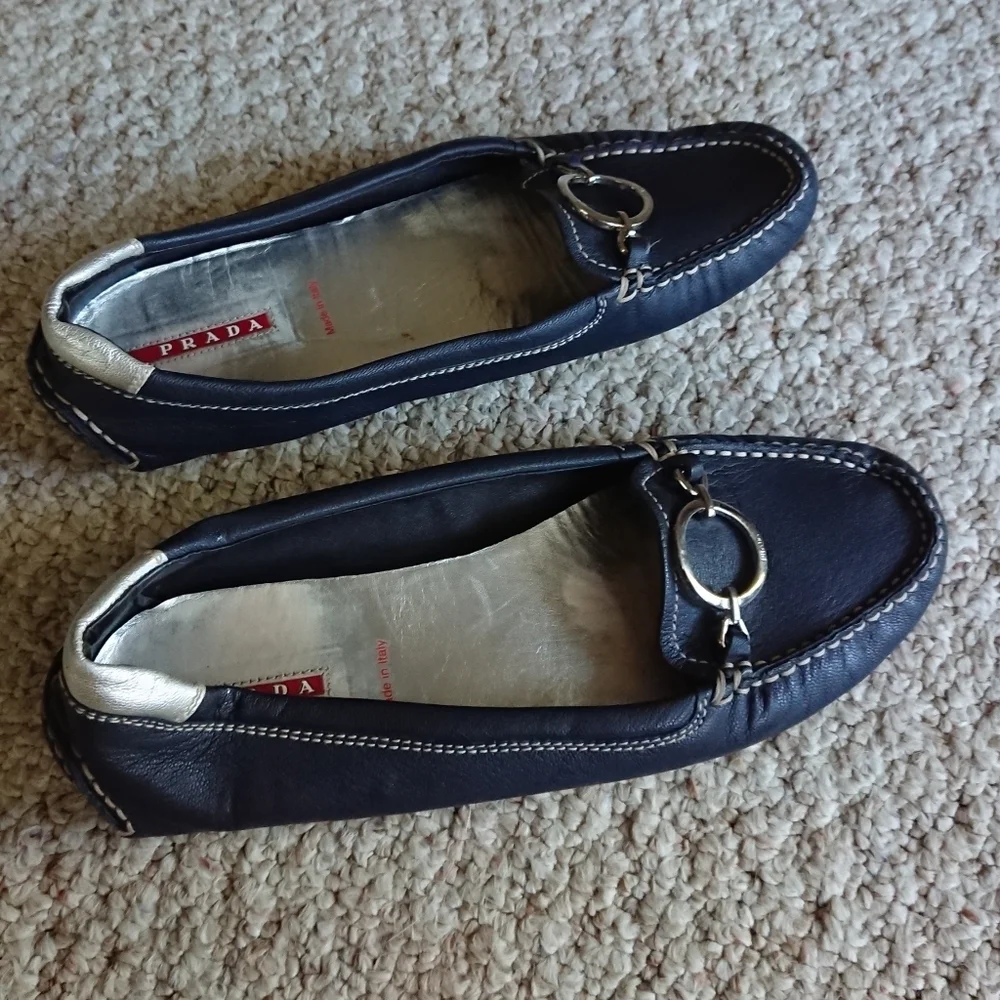 Prada Made in Italy Slip on Navy Loafers size 38